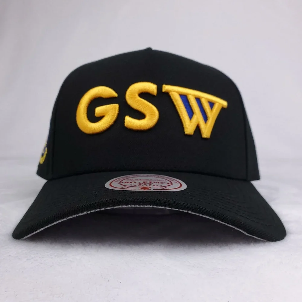 Golden State Warriors Mitchell & Ness NBA Pro Fit Snapback Hat Cap 3D Logo NWT‎